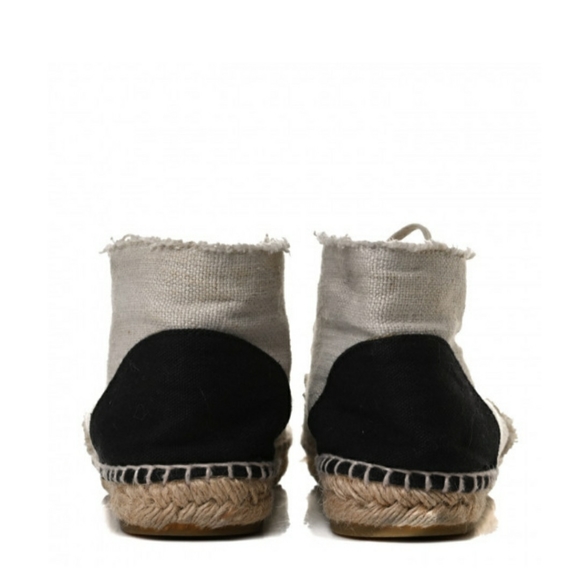 Chanel Lace Up High Top Espadrilles sz 40 beige black - Picture 6 of 9